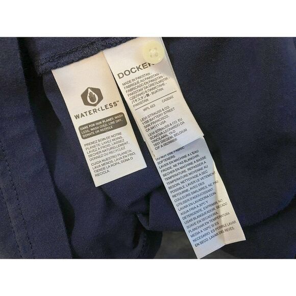 Dockers Mens Short Sleeve Perfect Performance Polo Navy w White Trim 2XL NEW - Picture 7 of 7